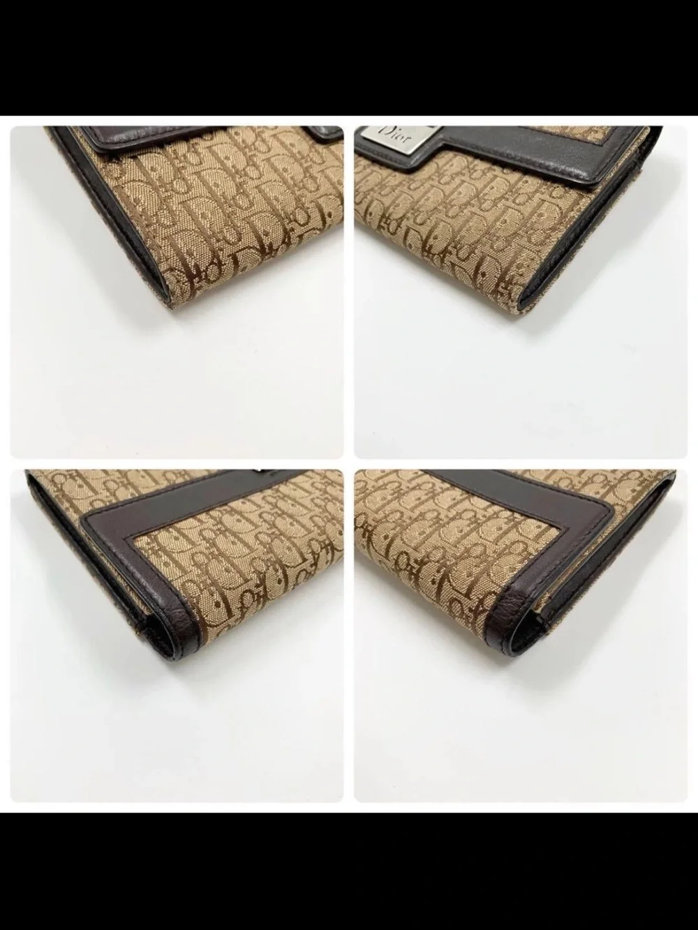 Dior Beige and Dark Brown Monogram Continental Wallet